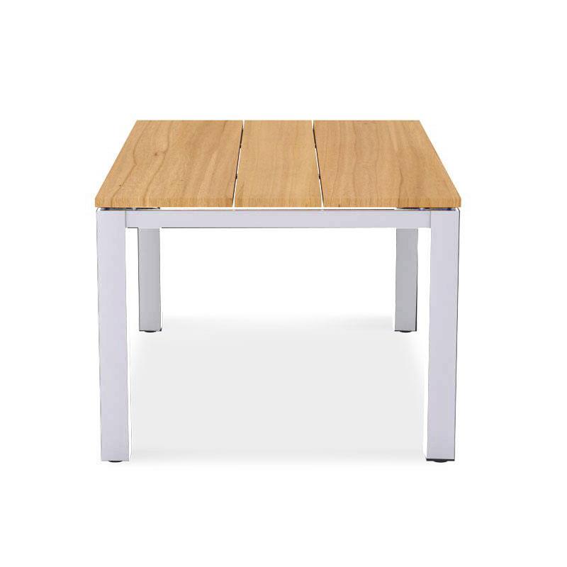 Planka aluminum dining table 160x100x76cm powder-coated teak grade A brushed with aluminum frame