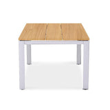 Planka aluminum dining table 160x100x76cm powder-coated teak grade A brushed with aluminum frame