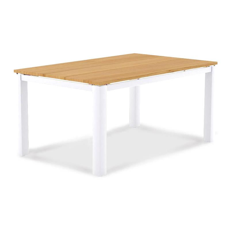 Planka aluminum dining table 160x100x76cm powder-coated teak grade A brushed with aluminum frame