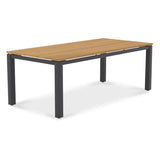 Planka aluminum dining table 210x100x76cm powder-coated teak grade A brushed with aluminum frame