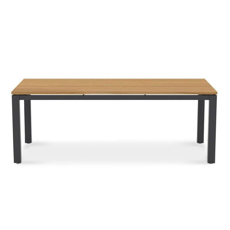 Planka aluminum dining table 210x100x76cm powder-coated teak grade A brushed with aluminum frame