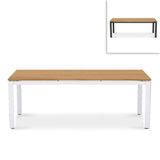 Planka aluminum dining table 210x100x76cm powder-coated teak grade A brushed with aluminum frame