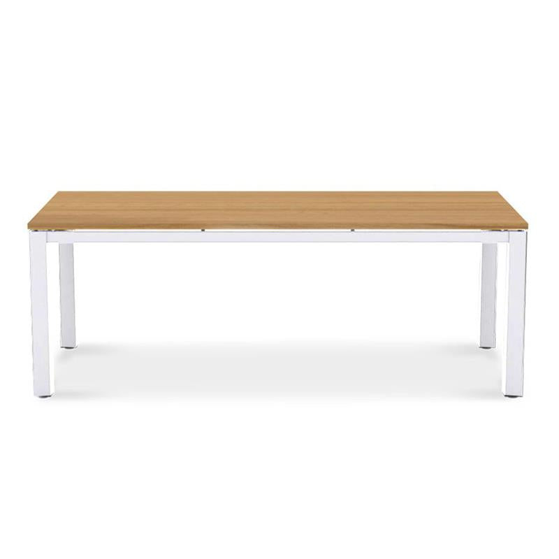 Planka aluminum dining table 210x100x76cm powder-coated teak grade A brushed with aluminum frame