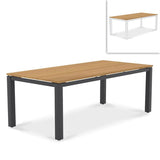 Planka aluminum dining table 210x100x76cm powder-coated teak grade A brushed with aluminum frame