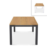 Planka aluminum dining table 210x100x76cm powder-coated teak grade A brushed with aluminum frame