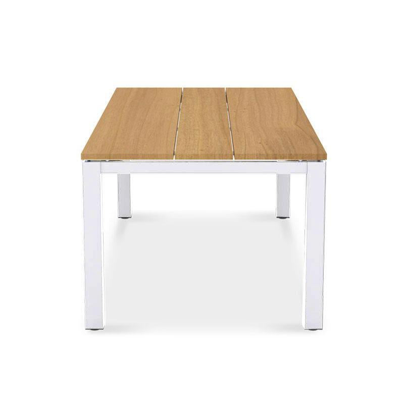 Planka aluminum dining table 210x100x76cm powder-coated teak grade A brushed with aluminum frame