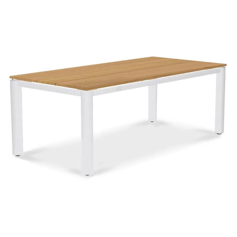 Planka aluminum dining table 210x100x76cm powder-coated teak grade A brushed with aluminum frame