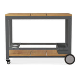 Planka Alu-Servierwagen 100x60x76cm Teak Grade A gebürstet mit Aluminiumgestell