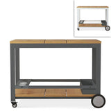 Planka Alu-Servierwagen 100x60x76cm Teak Grade A gebürstet mit Aluminiumgestell