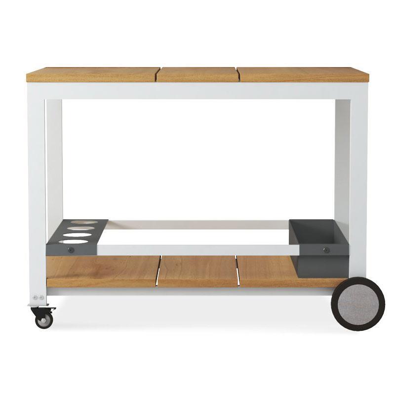 Planka aluminum serving trolley 100x60x76cm teak grade A brushed with aluminum frame