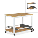 Planka aluminum serving trolley 100x60x76cm teak grade A brushed with aluminum frame