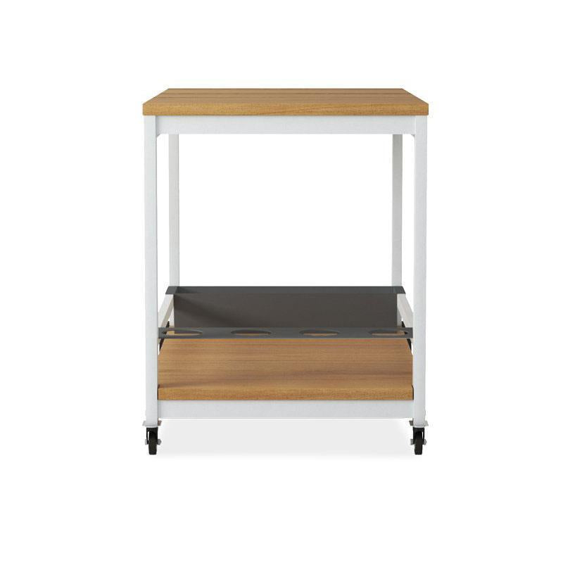 Planka aluminum serving trolley 100x60x76cm teak grade A brushed with aluminum frame