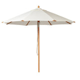 Cinas parasol Pomino 330cm round natural white - hardwood frame in teak look with folding fitting