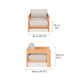 Rae Sofa 1-Sitzer  84 x 88 x 63,5 cm - Recycled Teakholz