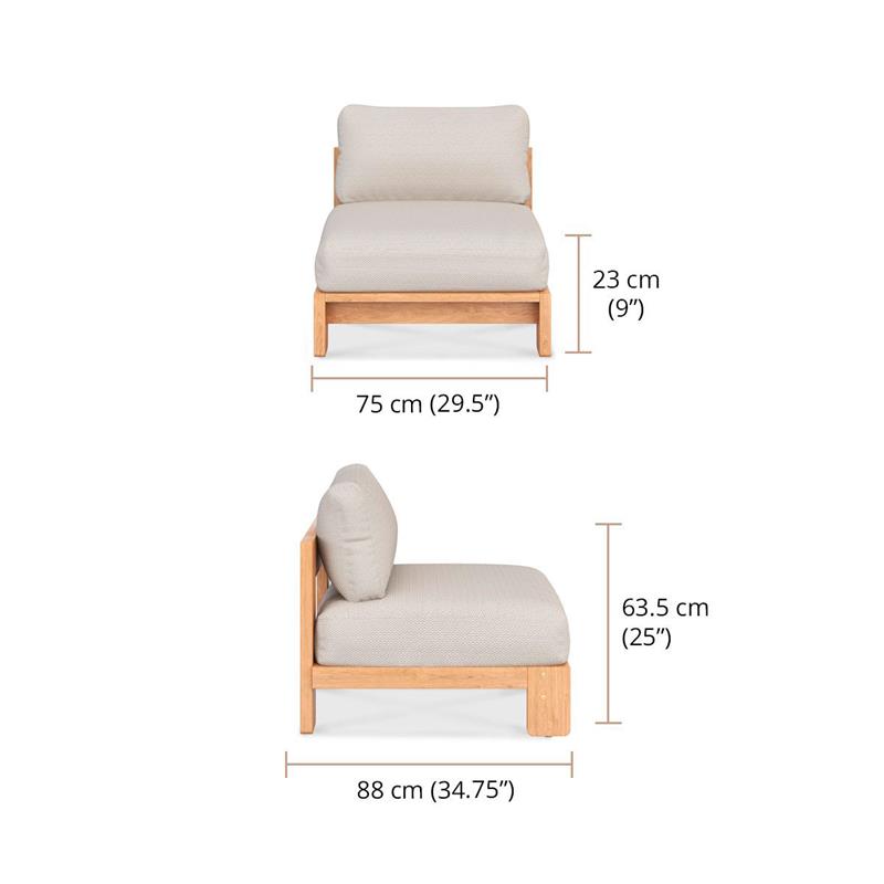 Rae Sofa Mittelmodul 1-Sitzer  75 x 88  x 63, cm - Recycled Teakholz