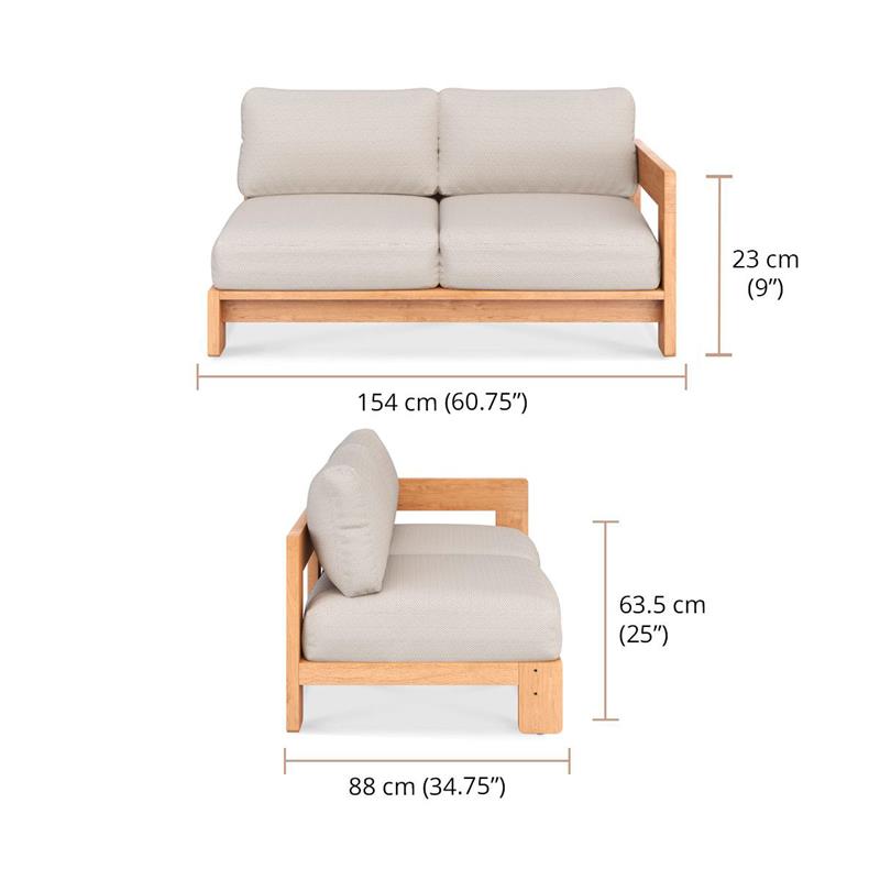 Rae Sofa Seitenmodul links 154 x 88 x 63,5 cm - Recycled Teakholz