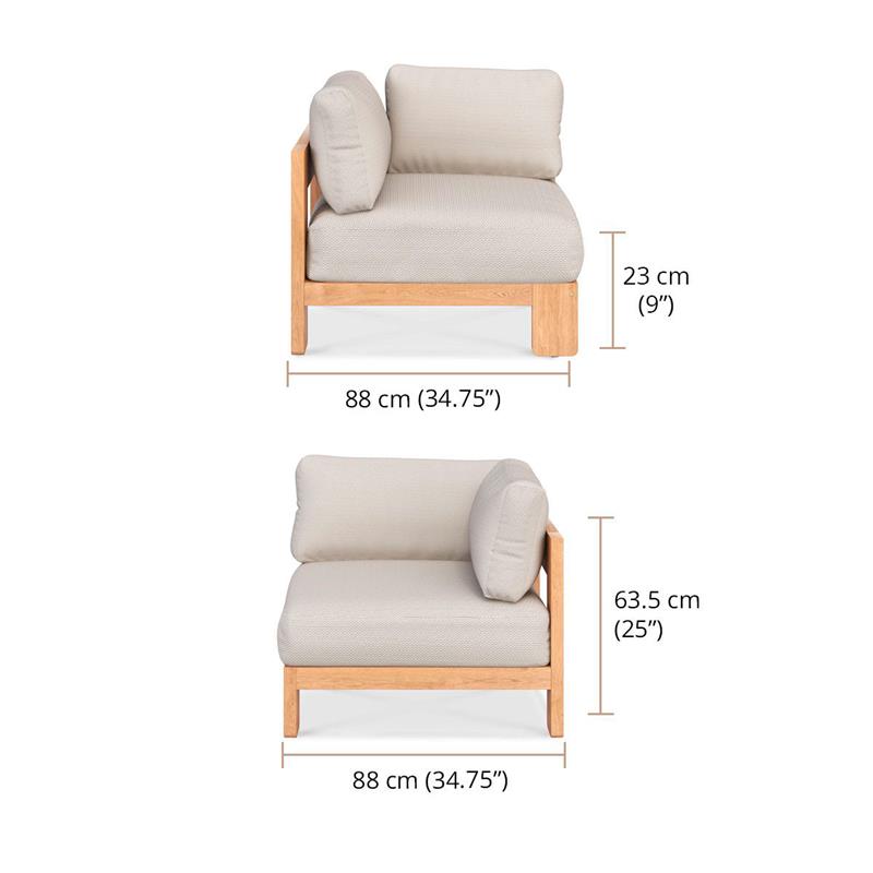 Rae Sofa Corner Module 88 x 88 x 63.5 cm - Recycled Teak