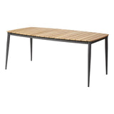 Table Rio 180 x 90 cm rectangulaire en aluminium thermolaqué anthracite avec plateau en teck