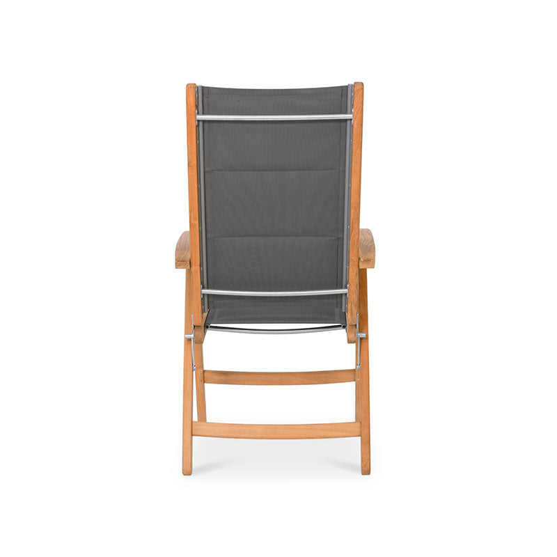 Rivera high-back chair DELUXE upholstered - Teak GRADE A + Batyline + stainless steel fittings