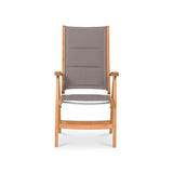 Rivera high-back chair DELUXE upholstered - Teak GRADE A + Batyline + stainless steel fittings