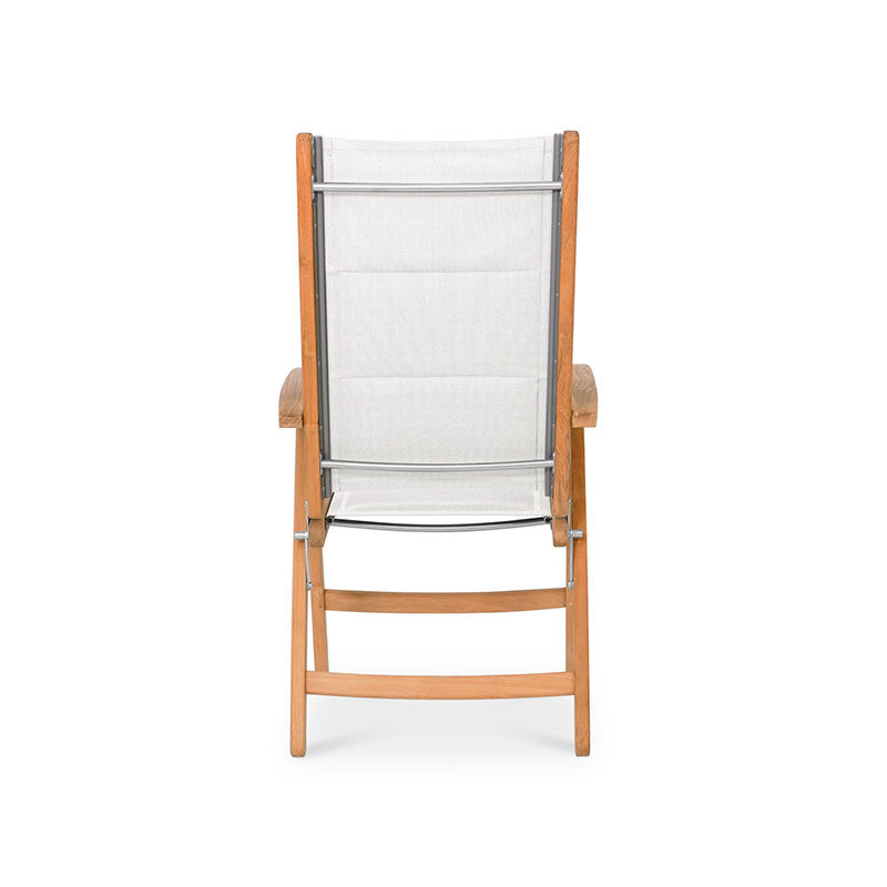 Rivera high-back chair DELUXE upholstered - Teak GRADE A + Batyline + stainless steel fittings