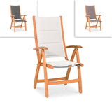 Rivera high-back chair DELUXE upholstered - Teak GRADE A + Batyline + stainless steel fittings