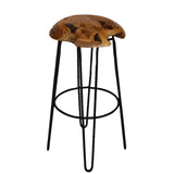 Tabouret de bar en teck Root en bois de racine de teck naturel massif - avec pieds en acier