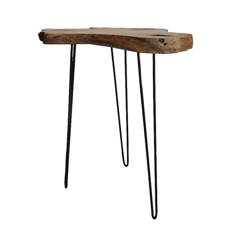 Teak bar table Root made of solid teak root wood natural - with steel legs