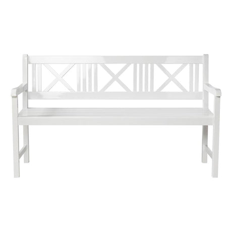 Banc de jardin Rosenborg 150 cm - bois d'acajou certifié peint blanc brillant