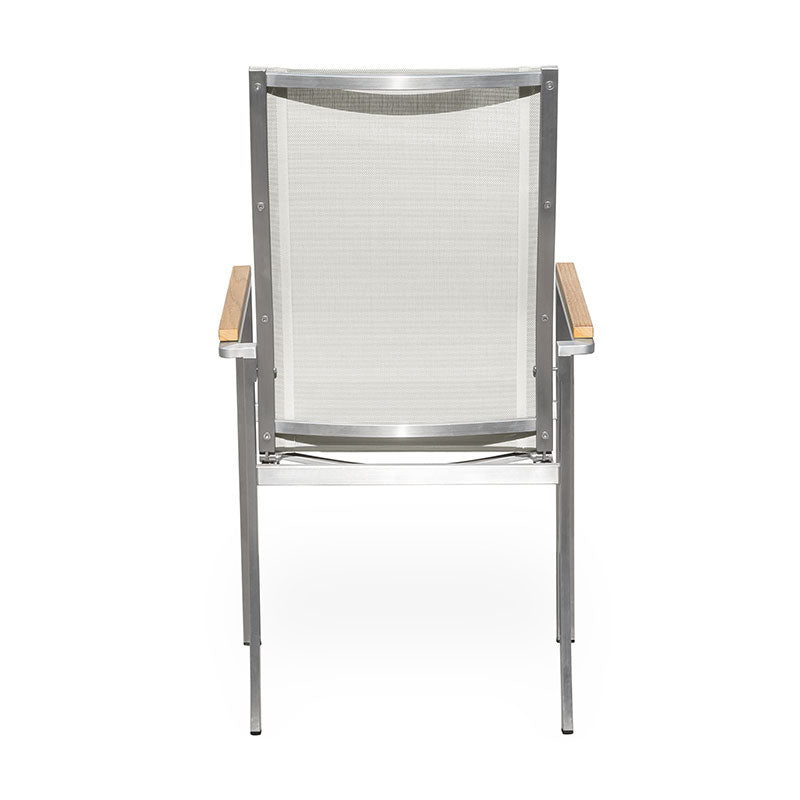 Alzette Relax Stacking Chair with High Backrest Tiltable - Stainless Steel with Batyline