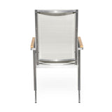 Alzette Relax Stacking Chair with High Backrest Tiltable - Stainless Steel with Batyline