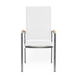 Alzette Relax Stacking Chair with High Backrest Tiltable - Stainless Steel with Batyline