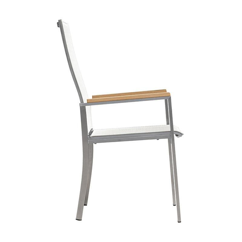 Alzette Relax Stacking Chair with High Backrest Tiltable - Stainless Steel with Batyline