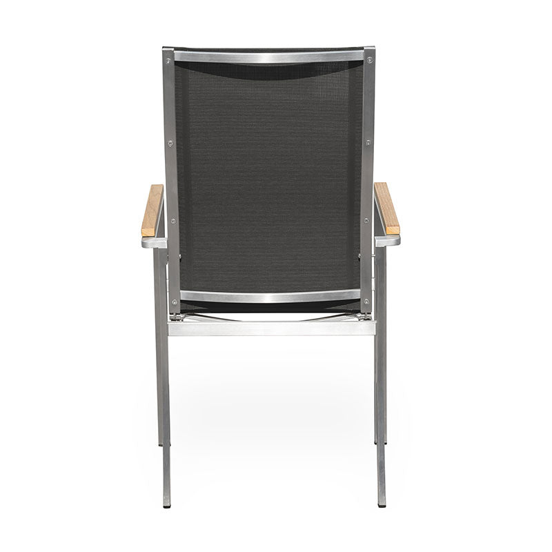 Alzette Relax Stacking Chair with High Backrest Tiltable - Stainless Steel with Batyline