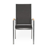 Alzette Relax Stacking Chair with High Backrest Tiltable - Stainless Steel with Batyline