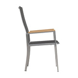 Alzette Relax Stacking Chair with High Backrest Tiltable - Stainless Steel with Batyline