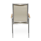 Alzette Relax Stacking Chair with High Backrest Tiltable - Stainless Steel with Batyline