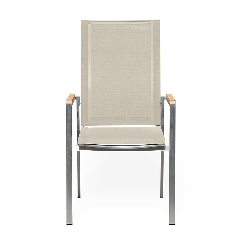 Alzette Relax Stacking Chair with High Backrest Tiltable - Stainless Steel with Batyline