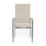 Alzette Relax Stacking Chair with High Backrest Tiltable - Stainless Steel with Batyline