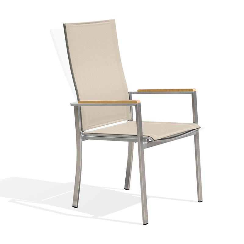 Alzette Relax Stacking Chair with High Backrest Tiltable - Stainless Steel with Batyline