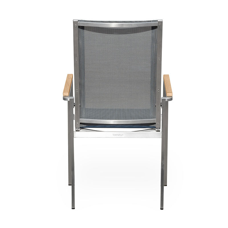 Alzette Relax Stacking Chair with High Backrest Tiltable - Stainless Steel with Batyline