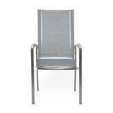 Alzette Relax Stacking Chair with High Backrest Tiltable - Stainless Steel with Batyline