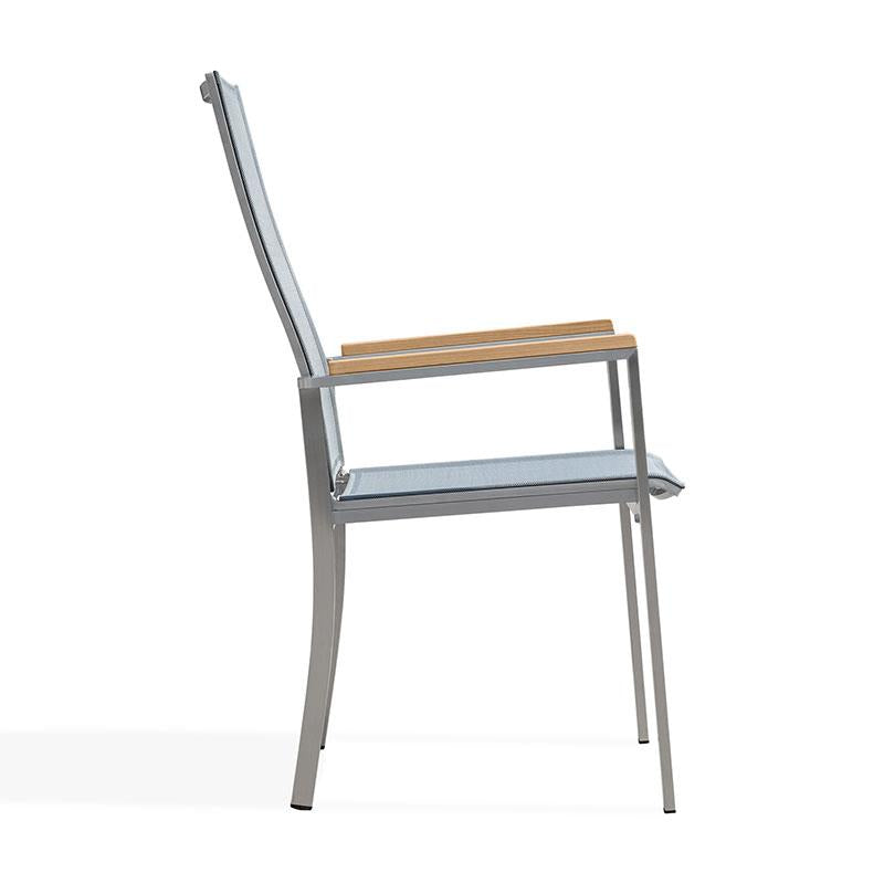 Alzette Relax Stacking Chair with High Backrest Tiltable - Stainless Steel with Batyline