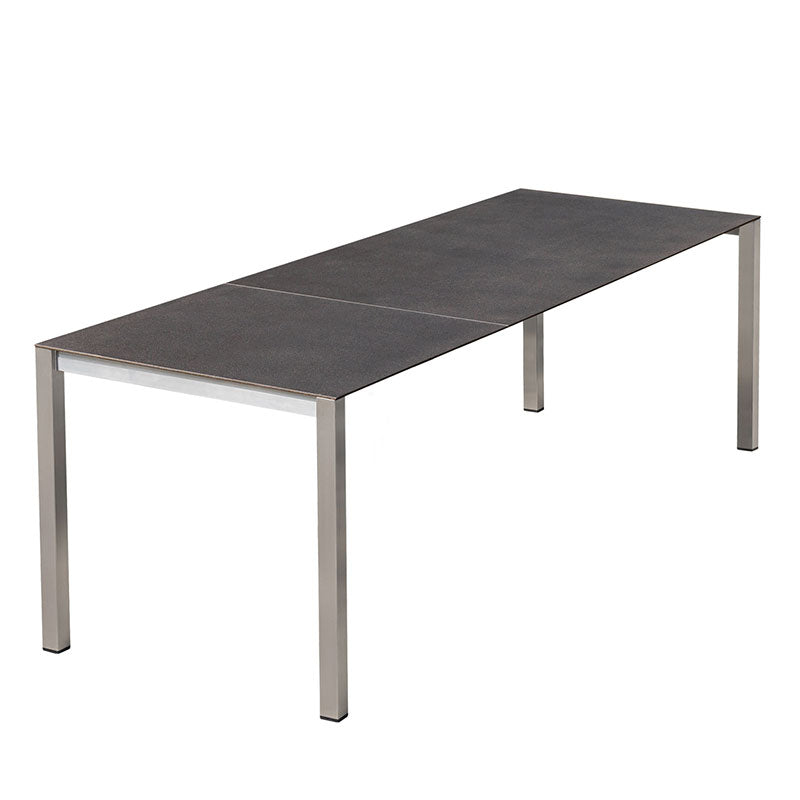 Table à rallonge frontale Marikk 210/140 x 70 x 75 cm plateau en céramique avec structure en acier inoxydable