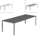 Table à rallonge frontale Marikk 280/220/160x99,5 cm plateau en céramique avec structure en acier inoxydable