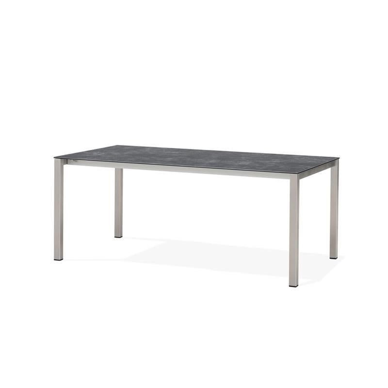 Table à rallonge frontale Marikk 320/260/200x99,5 cm plateau en céramique avec structure en acier inoxydable