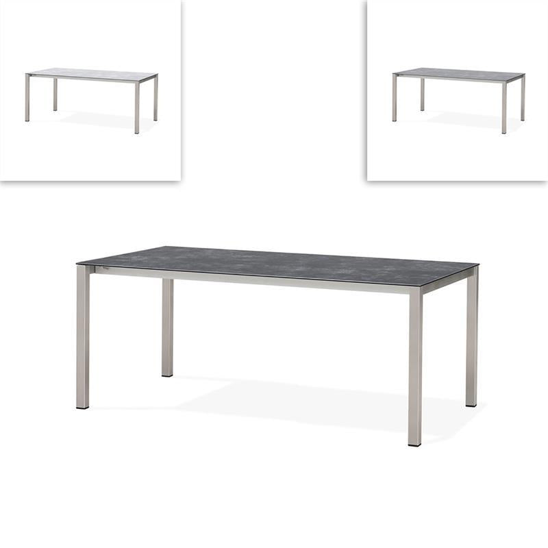 Marikk front extension table 320/260/200x99.5 cm ceramic top with stainless steel frame