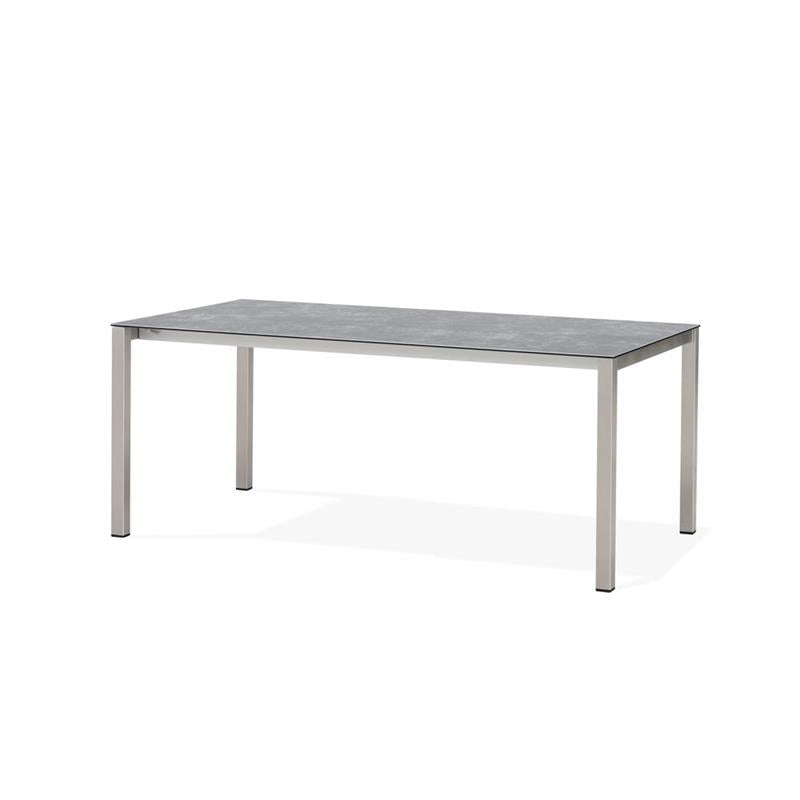 Table à rallonge frontale Marikk 320/260/200x99,5 cm plateau en céramique avec structure en acier inoxydable