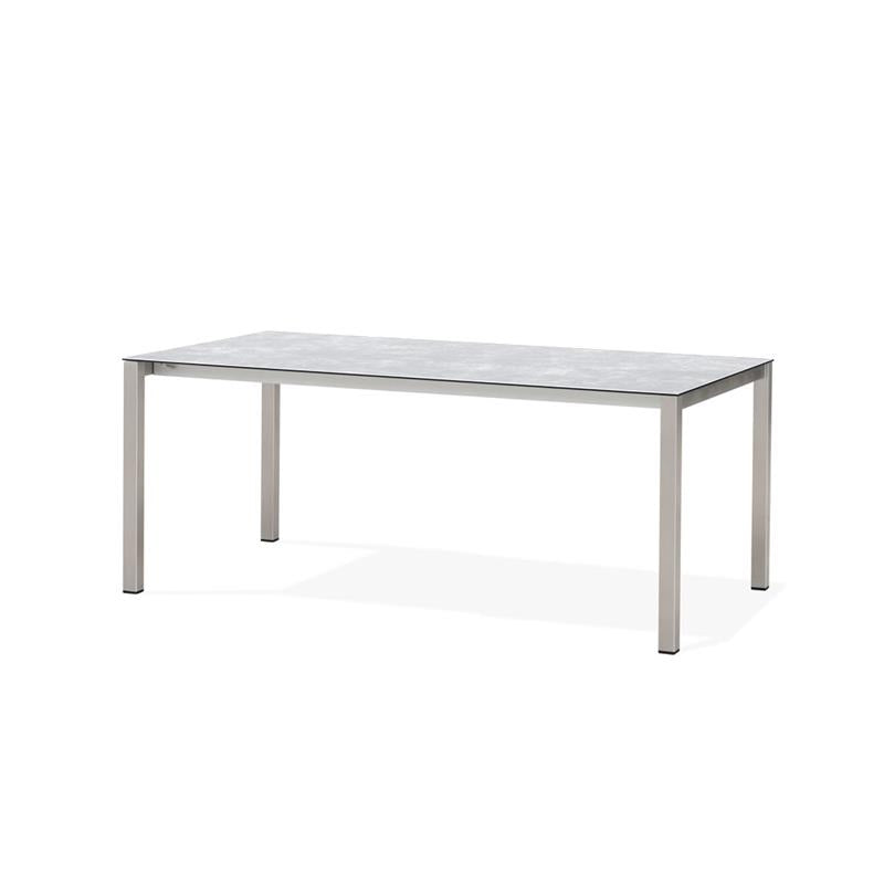 Table à rallonge frontale Marikk 320/260/200x99,5 cm plateau en céramique avec structure en acier inoxydable