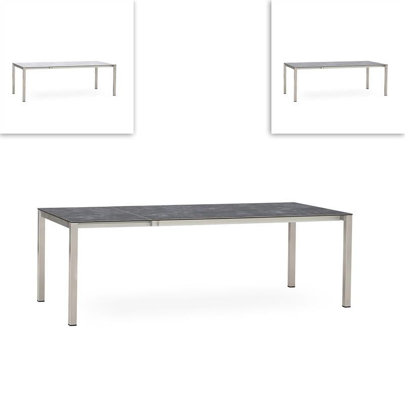 Marikk front extension table 320/260/200x99.5 cm ceramic top with stainless steel frame